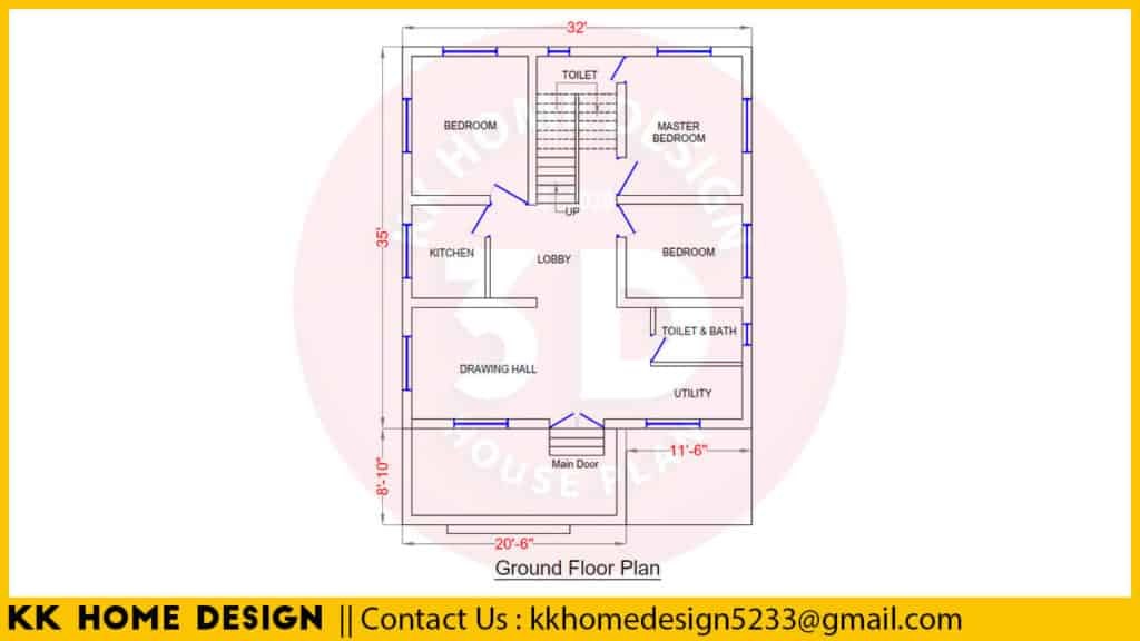 32 35 Ft House Plan 3bhk Home Design Kk Home Design