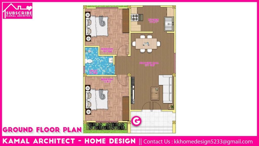 25x32 Feet Small House Design With Two Bedroom Full Plan Kk Home Design