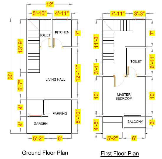 12x30-feet-small-house-design-master-bedroom-with-parking-full-walkthrough-2021-kk-home-design