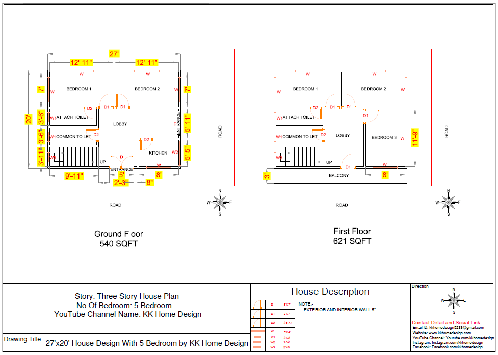 South Facing House 27x Feet Small Space House 540 Sqft With Front Elevation Full Walkthrough 21 Kk Home Design