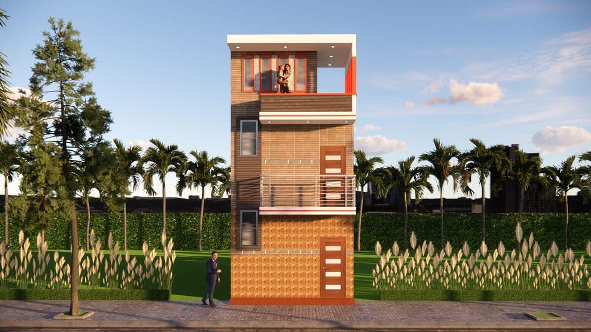 14x30 Feet Small Space House Design With Front Elevation Full