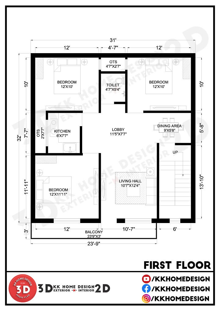 3d House Design 31x32 Feet With Parking For Rent Purpose Walkthrough 21 Kk Home Design