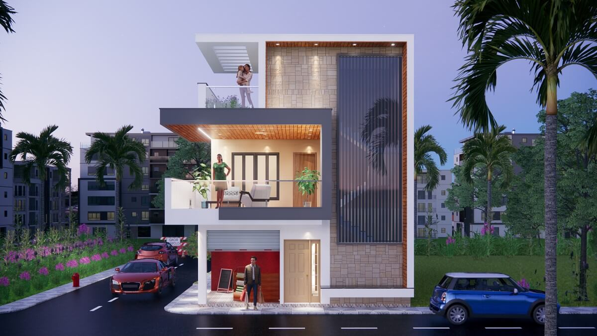 23x60 House Design 3bhk