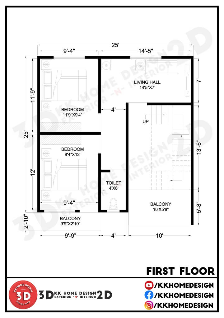 3-bedroom-house-design-25x25-feet-with-parking-625-sqft-70-gaj-walkthrough-2021-kk