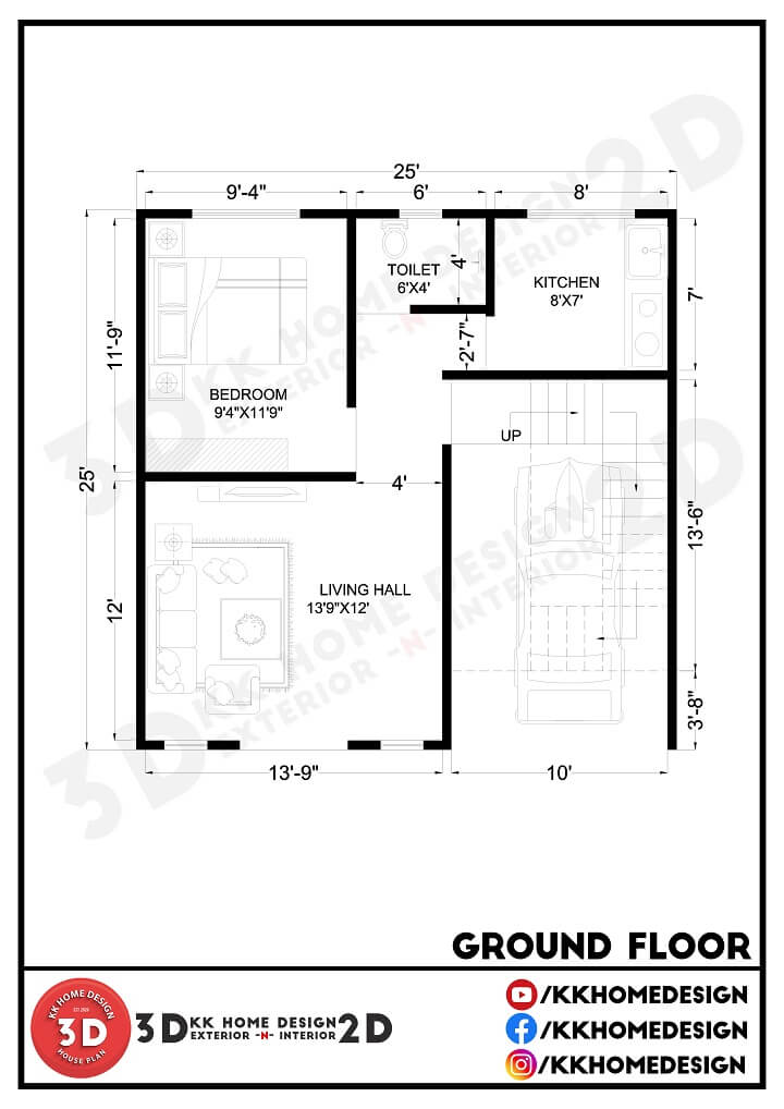 3-bedroom-house-design-25x25-feet-with-parking-625-sqft-70-gaj-walkthrough-2021-kk