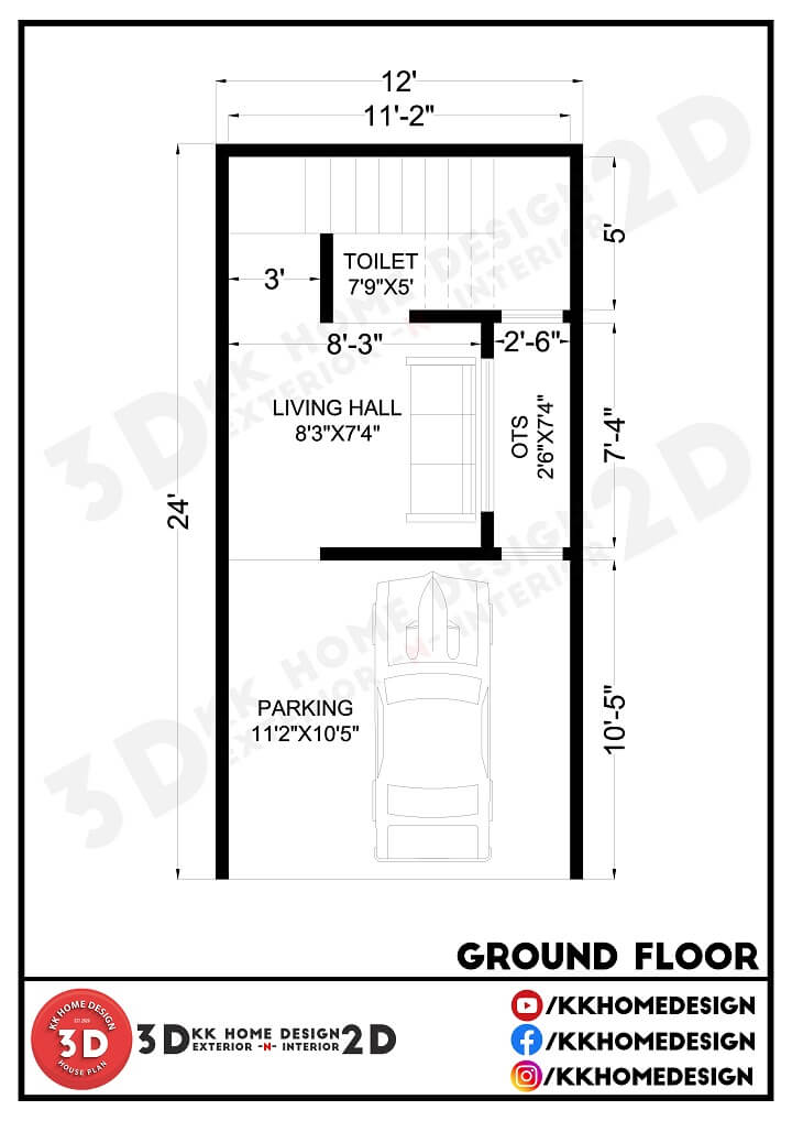 12x24 Feet Small House Plan With Car Parking 288 Sqft 32 Gaj Walkthrough 2021 Kk Home 