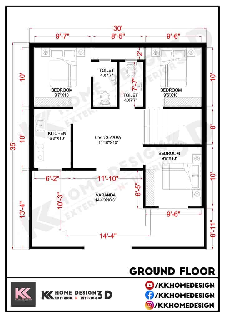 village-home-plan-with-3-bedroom-low-budget-village-house-plan-30x35