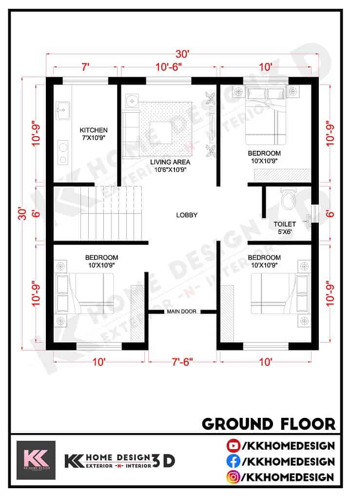 Simple 3 bedroom house plans || low budget home plans for village