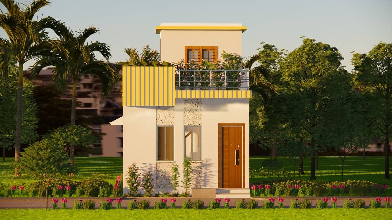 1Bhk 800sqft House Plan And Design With 3d Elevation, 53% OFF